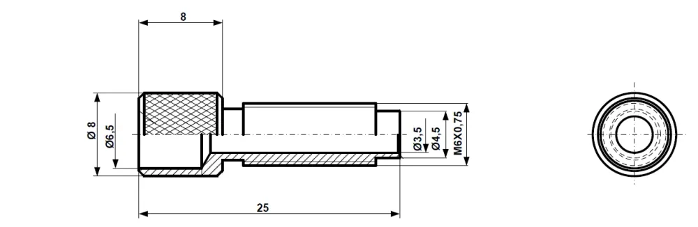Śruby regulacyjne M 6 x 25, mosiądz niklowany Fix Nippel