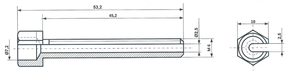 Śruby ustalające z rowkiem, mocowane za pomocą nakrętki rowkowej M 6 x 53, mosiądz niklowany Fix Nippel