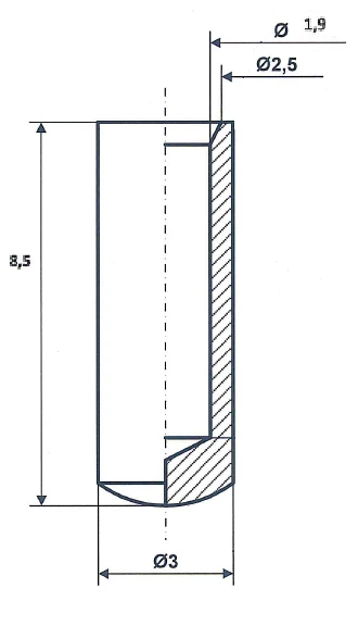 Tuleja końcowa 8,5 mm, mosiądz niklowany Fix Nippel
