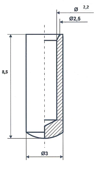 Tuleja końcowa 8,5 mm, mosiądz niklowany Fix Nippel