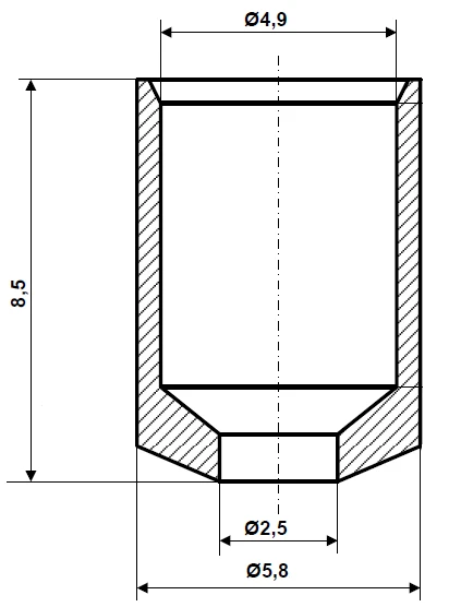 Tuleja 4,9 x 8,5, mosiądz niklowany Fix Nippel