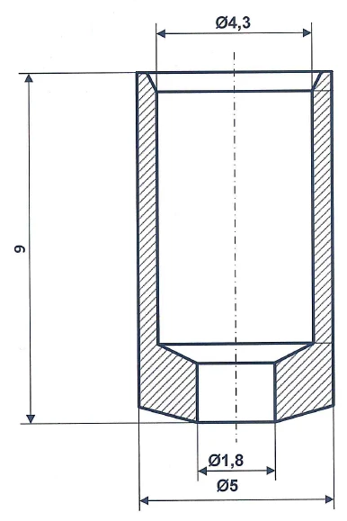 Tuleja 4,3 x 9, mosiądz niklowany Fix Nippel