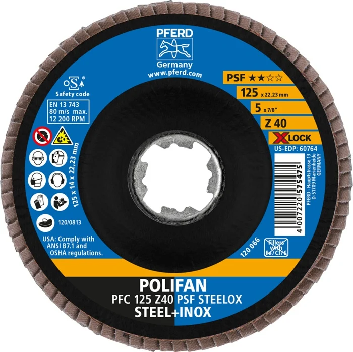 PFERD tarcza listkowa X-LOCK PSF Z STEELOX ( 4000840252 ) Ø 125 mm ziarnistość 40 stożkowa
