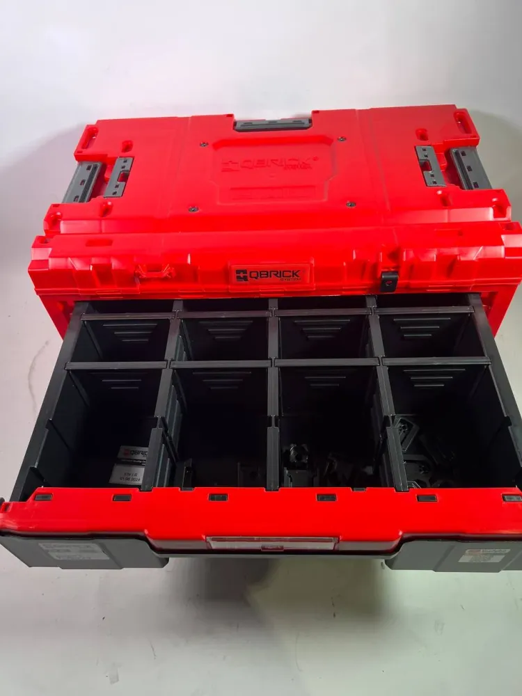 Qbrick System ONE Drawer 2 Toolbox 2.0 RED Ultra HD Niestandardowa skrzynka narzędziowa 587 x 380 x 340 mm 29 l z dwiema s...