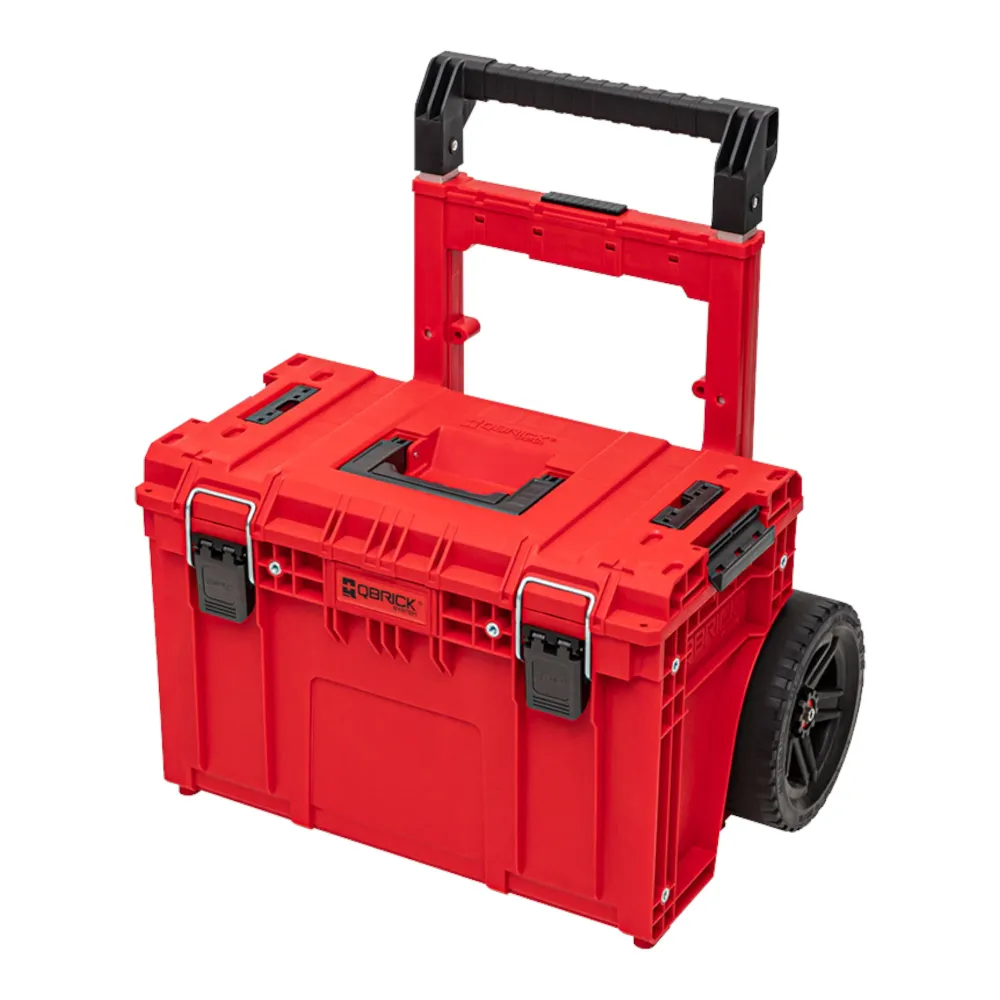 Qbrick System PRIME Cart RED ULTRA HD Możliwość sztaplowania 590 x 425 x 660 mm 37 l IP66 Udźwig 100 kg z podwójnym telesk...