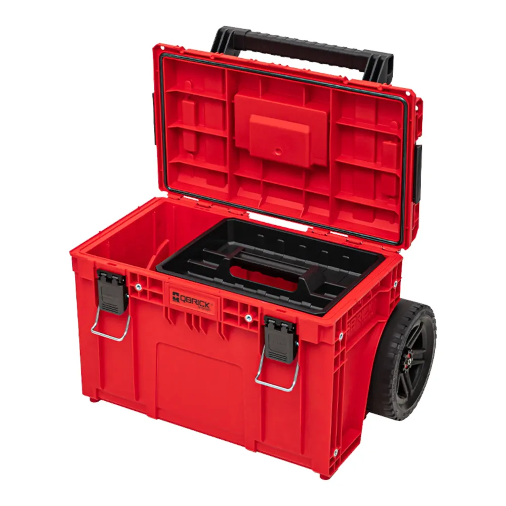 Qbrick System PRIME Cart RED ULTRA HD Możliwość sztaplowania 590 x 425 x 660 mm 37 l IP66 Udźwig 100 kg z podwójnym telesk...