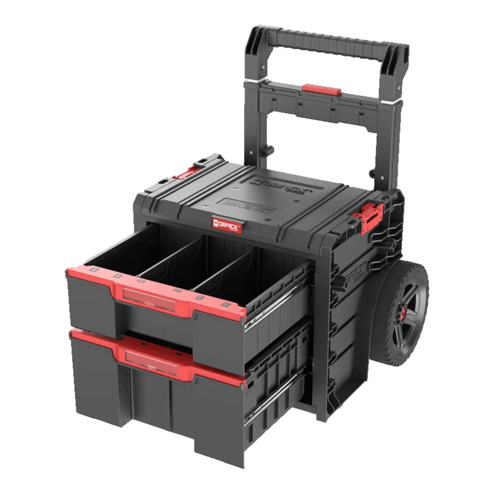 Qbrick System PRO Cart 2.0 Plus Drawer 2 mobilna skrzynia na kółkach 520 x 415 x 660 mm 9,5 l 12 l zdejmowany podwójny uch...