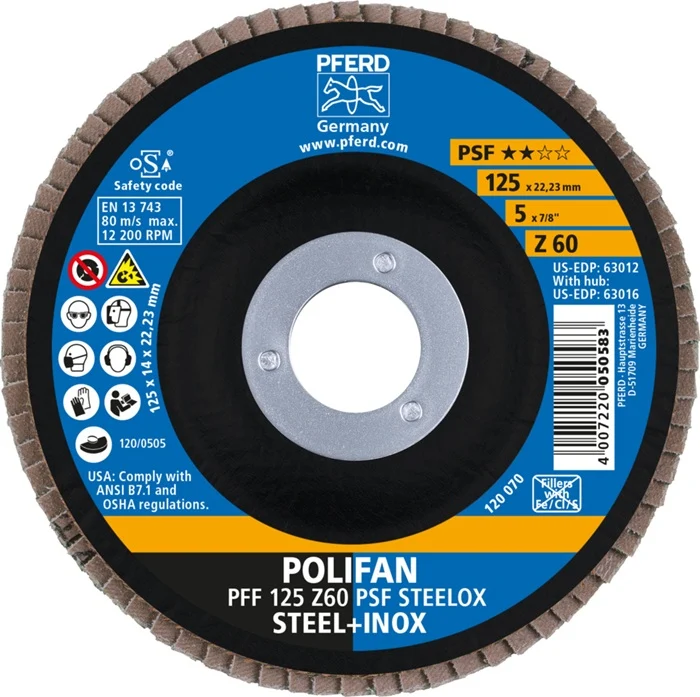 Tarcza listkowa PFERD ( 8000429965 ) Ø 125 mm ziarnistość 60 płaska