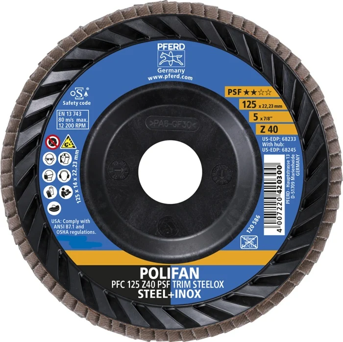 Tarcza listkowa PFERD TRIM STEELOX ( 8001720482 ) Ø 125 mm ziarnistość 40 stożkowa