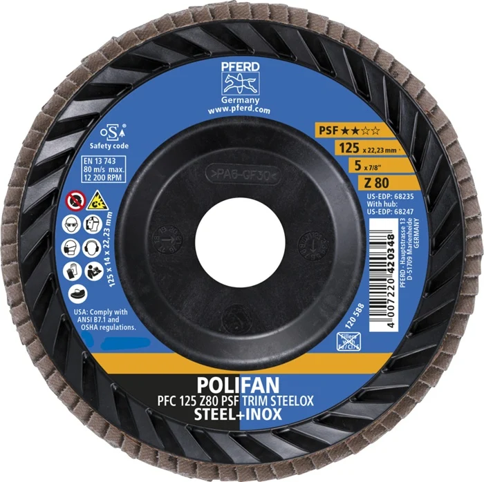 Tarcza listkowa PFERD TRIM STEELOX ( 8001720484 ) Ø 125 mm uziarnienie 80 stożkowe