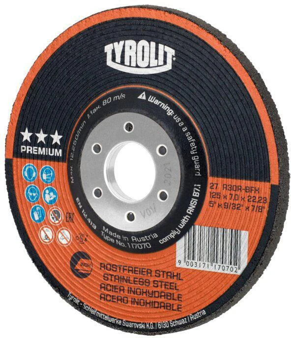 Tarcza do szlifowania zgrubnego Tyrolit PREMIUM ( 4000845902 ) D125xS7mmRozmiar ziarna 30 Otwór 22,23 mm