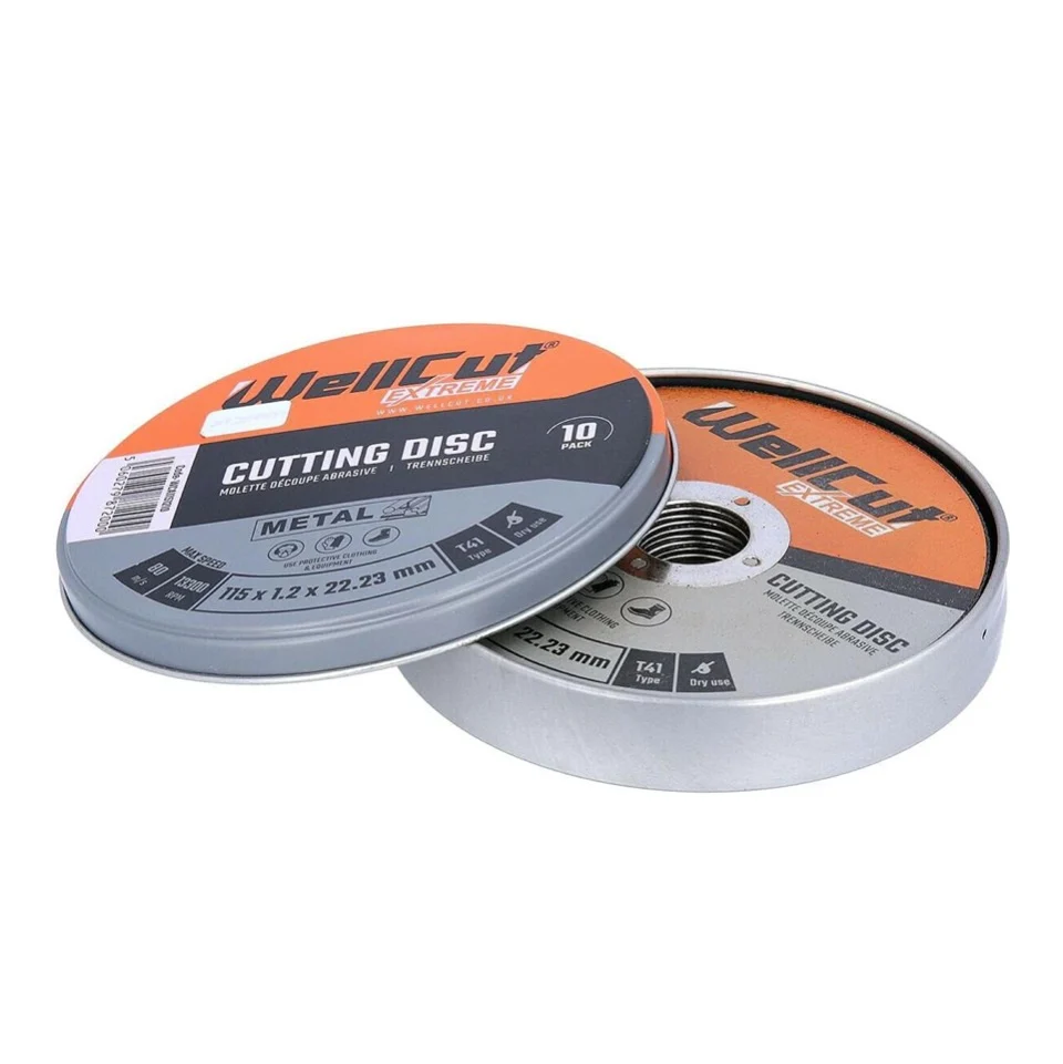 WellCut 10x tarcza do cięcia metalu Extreme, średnica 115 mm, grubość 1,2 mm, otwór 22,3 mm, w metalowym pudełku, tylko do...