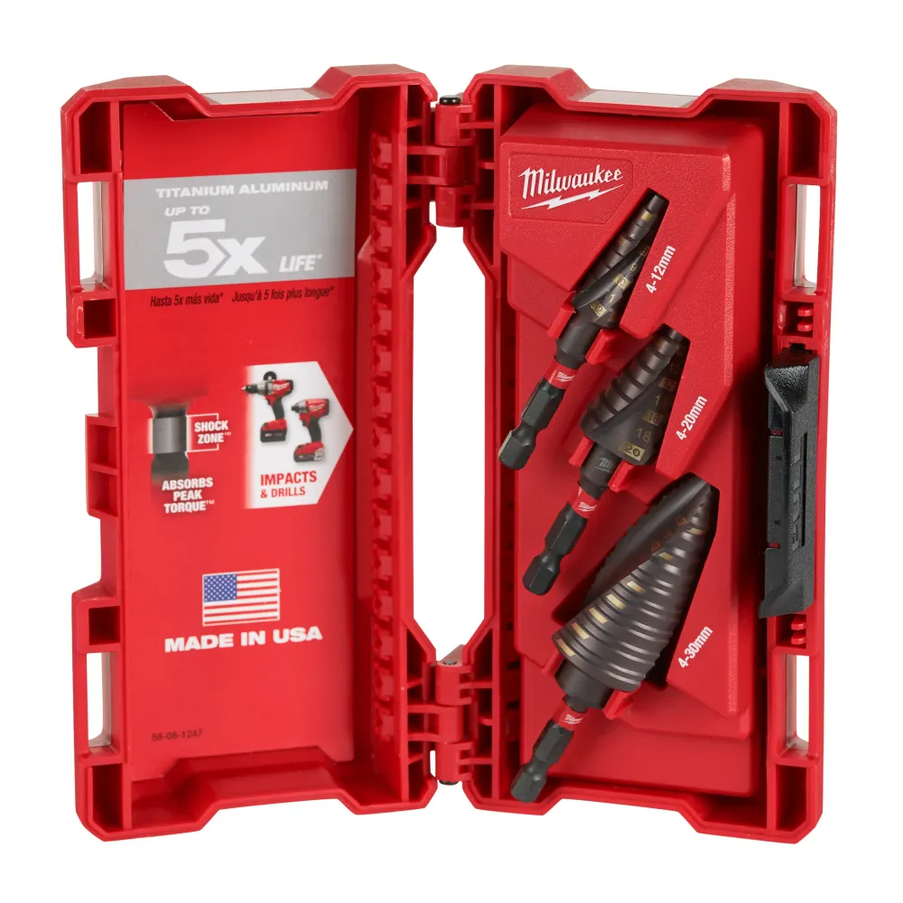 Zestaw wierteł stopniowych 3szt. udarowe do metalu HEX1/4" | 48899266