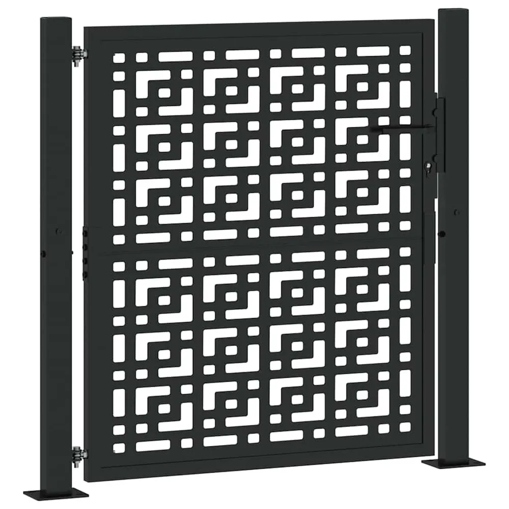Brama ogrodowa czarna 105x106 cm stalowy krzyż wzór