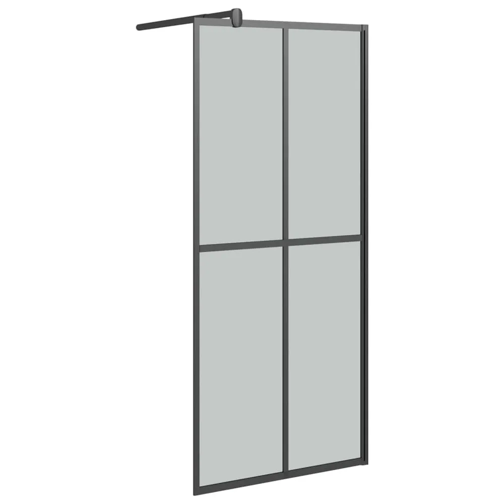 Ścianka prysznicowa z półką, czarna, 100x195 cm ESG i aluminium