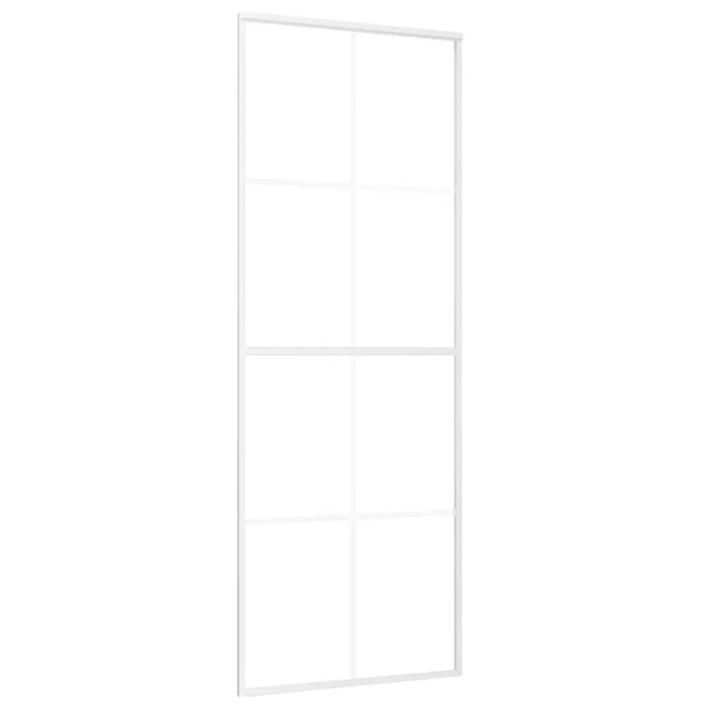 Drzwi przesuwne, matowe szkło ESG i aluminium, 76x205 cm, białe