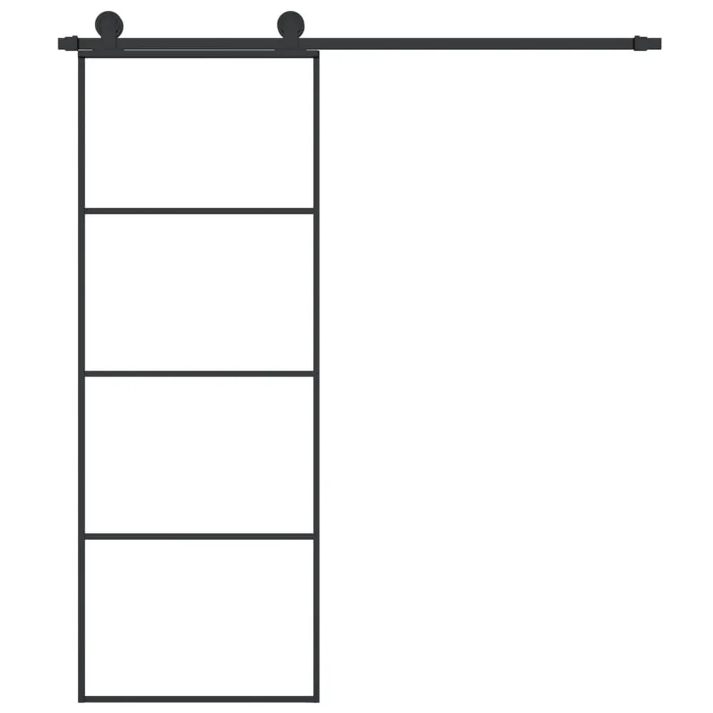Drzwi przesuwne z osprzętem, szkło ESG i aluminium, 76x205 cm