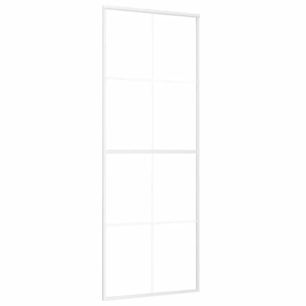 Drzwi przesuwne, szkło ESG i aluminium, 76x205 cm, białe