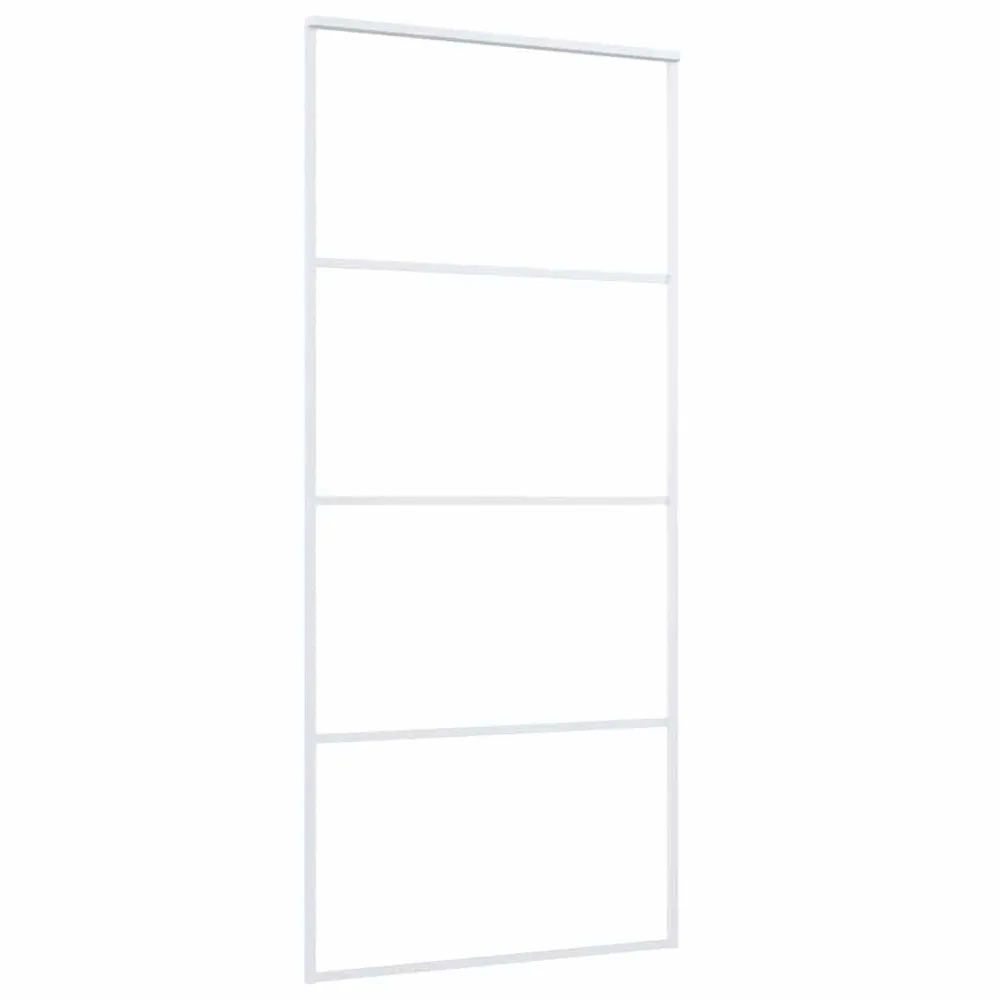 Drzwi przesuwne, szkło ESG i aluminium, 90x205 cm, białe