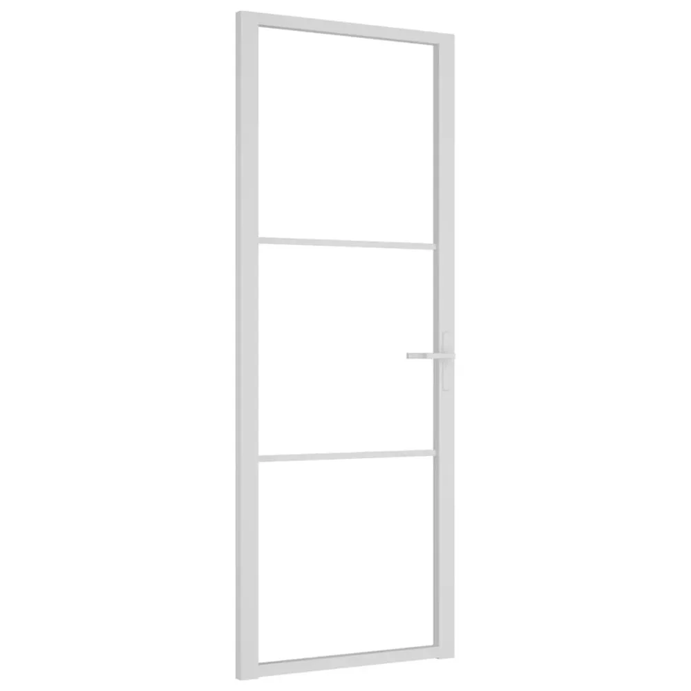 Drzwi wewnętrzne, 76x201,5 cm, białe, szkło ESG i aluminium