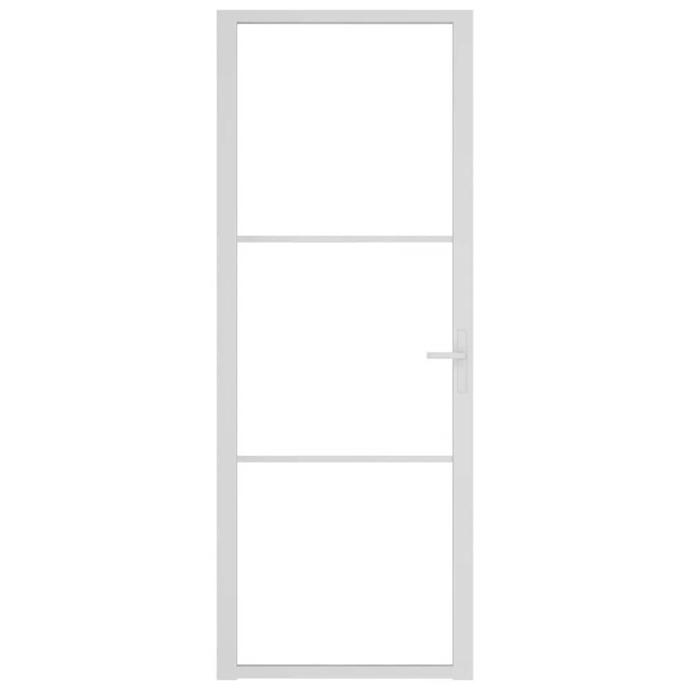 Drzwi wewnętrzne, 76x201,5 cm, białe, szkło ESG i aluminium