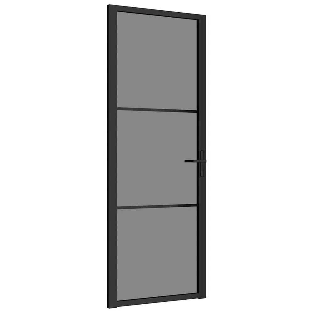 Drzwi wewnętrzne, 76x201,5 cm, czarne, szkło ESG i aluminium