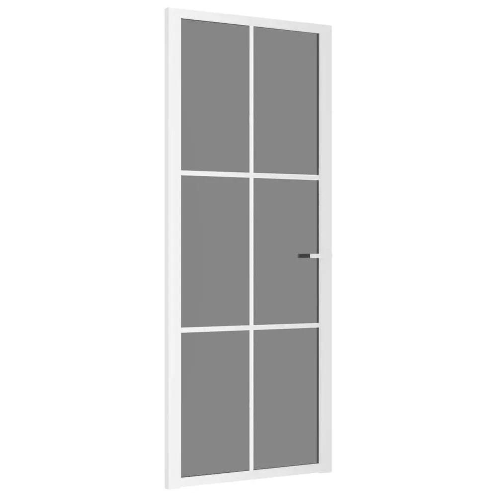 Drzwi wewnętrzne, 83x201,5 cm, białe, szkło ESG i aluminium
