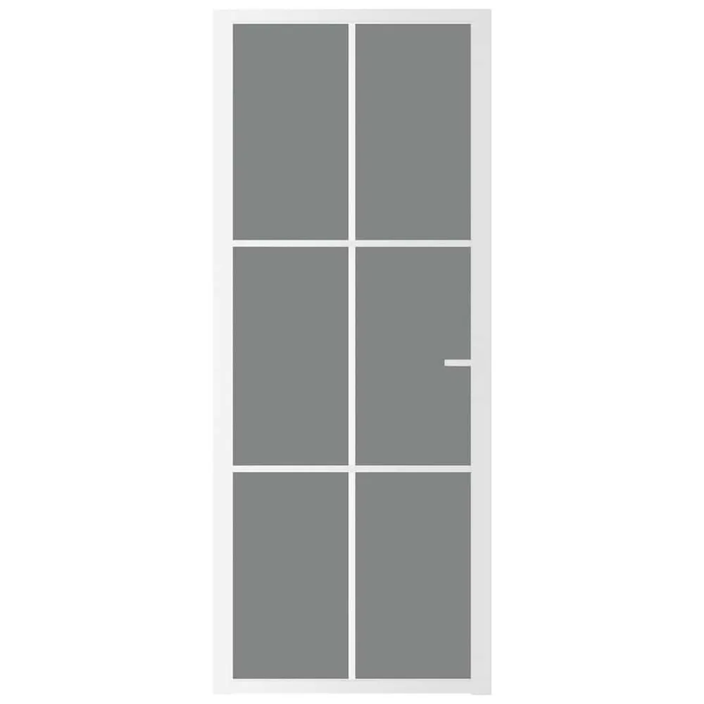 Drzwi wewnętrzne, 83x201,5 cm, białe, szkło ESG i aluminium