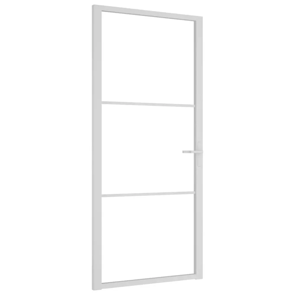 Drzwi wewnętrzne, 93x201,5 cm, białe, szkło ESG i aluminium