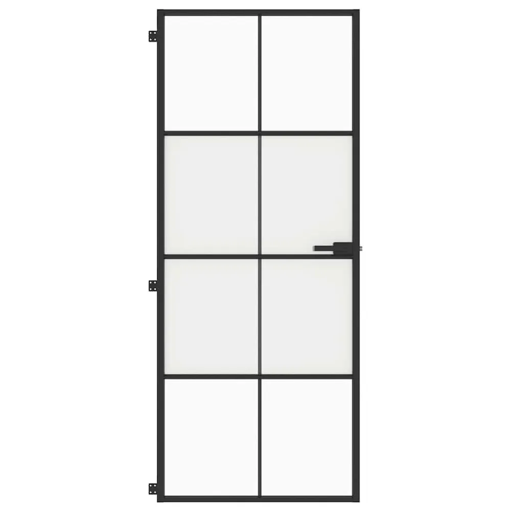 Drzwi wewnętrzne, czarne, 83x201,5 cm, szkło i aluminium