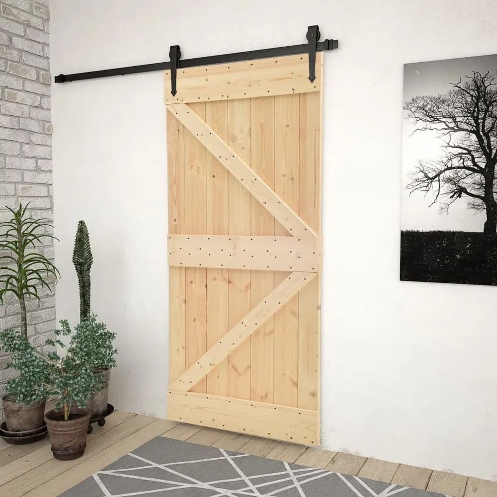 Drzwi, 80x210 cm, lite drewno sosnowe