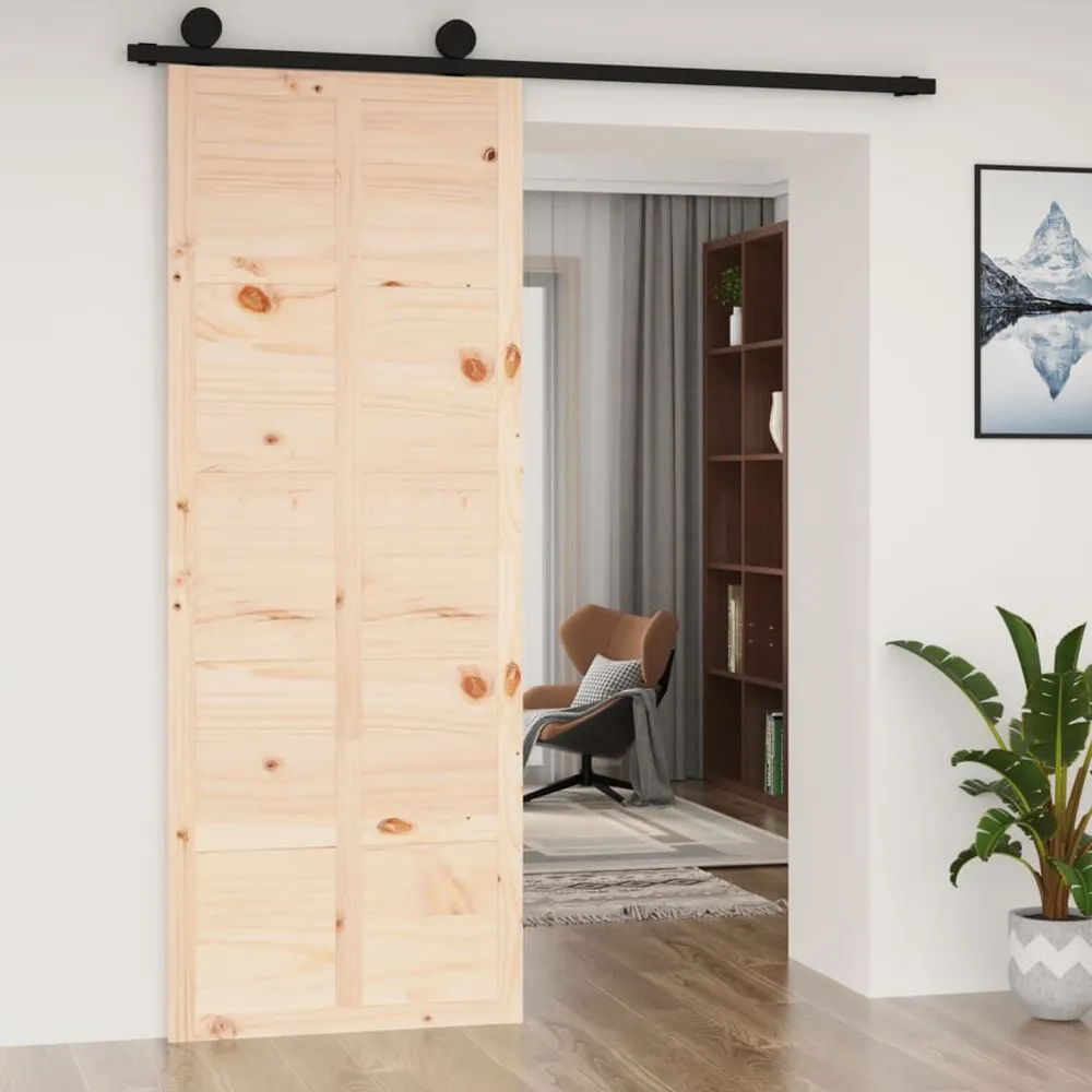 Drzwi przesuwne, 80x1,8x214 cm, lite drewno sosnowe