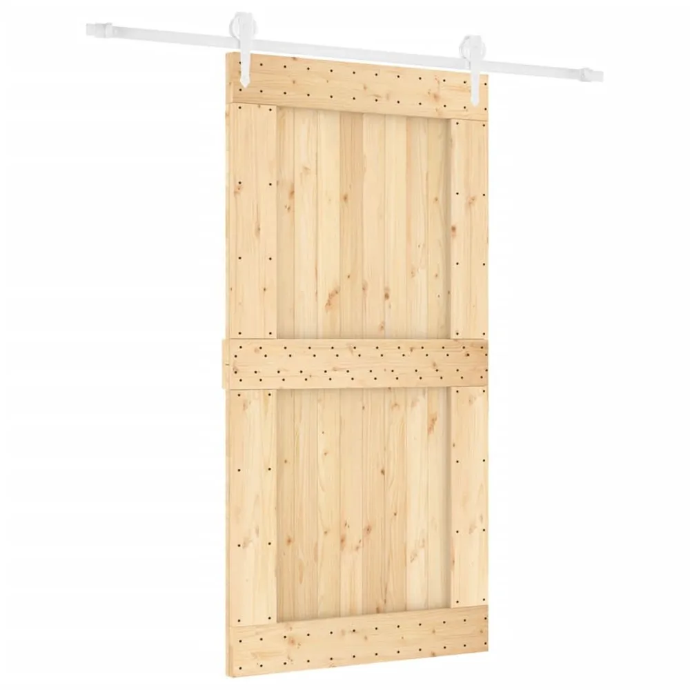 Drzwi przesuwne z osprzętem, 100x210 cm, lite drewno sosnowe
