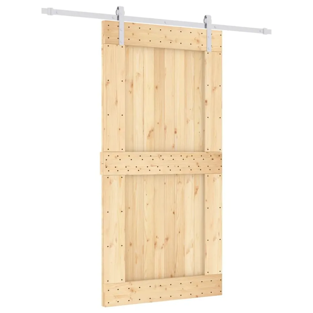 Drzwi przesuwne z osprzętem, 100x210 cm, lite drewno sosnowe