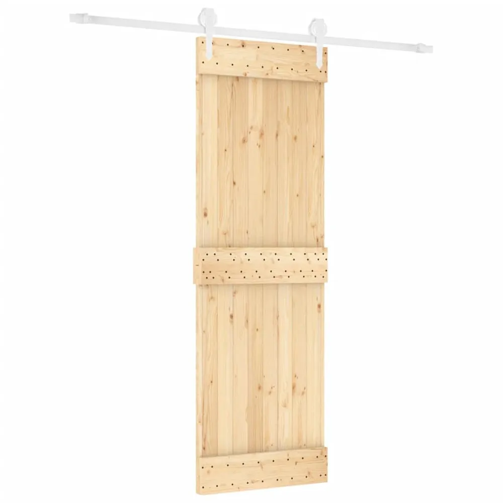 Drzwi przesuwne z osprzętem, 70x210 cm, lite drewno sosnowe