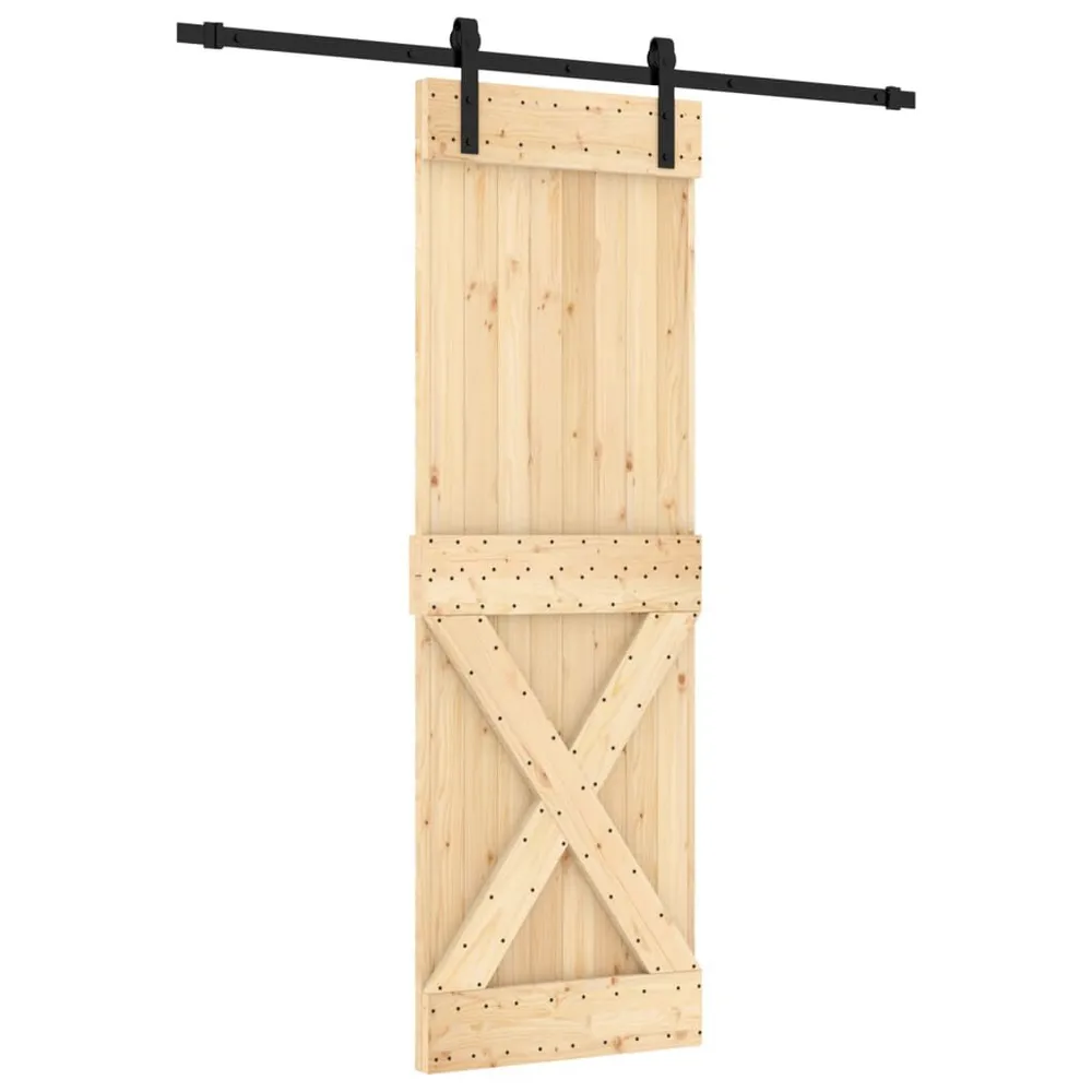 Drzwi przesuwne z osprzętem, 70x210 cm, lite drewno sosnowe