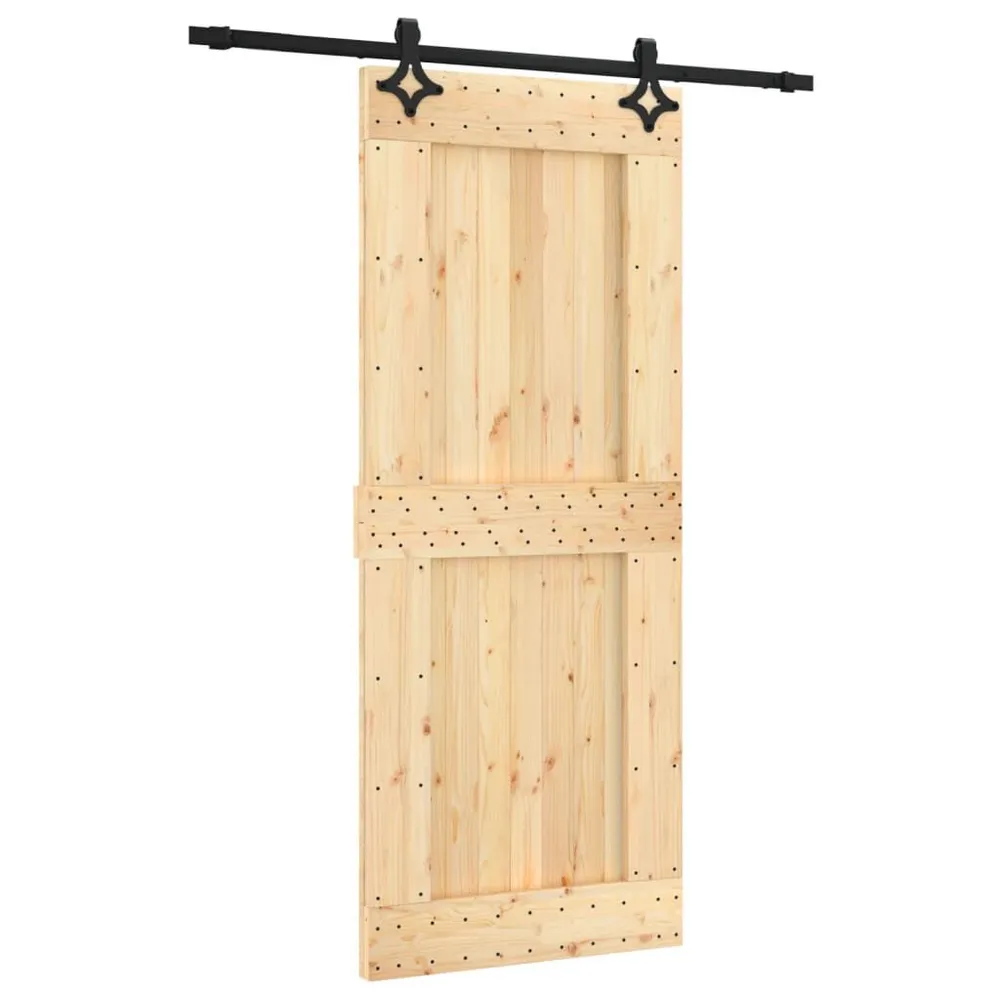 Drzwi przesuwne z osprzętem, 85x210 cm, lite drewno sosnowe