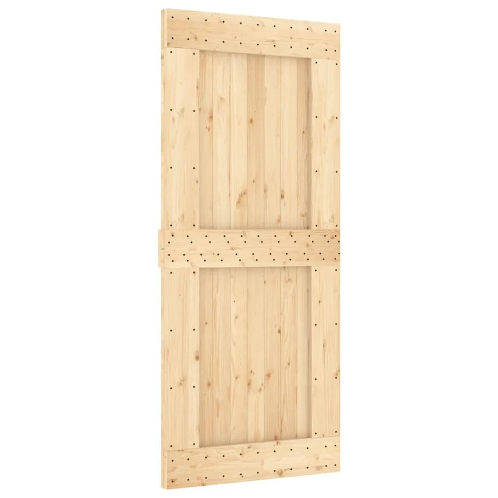 Drzwi przesuwne z osprzętem, 90x210 cm, lite drewno sosnowe