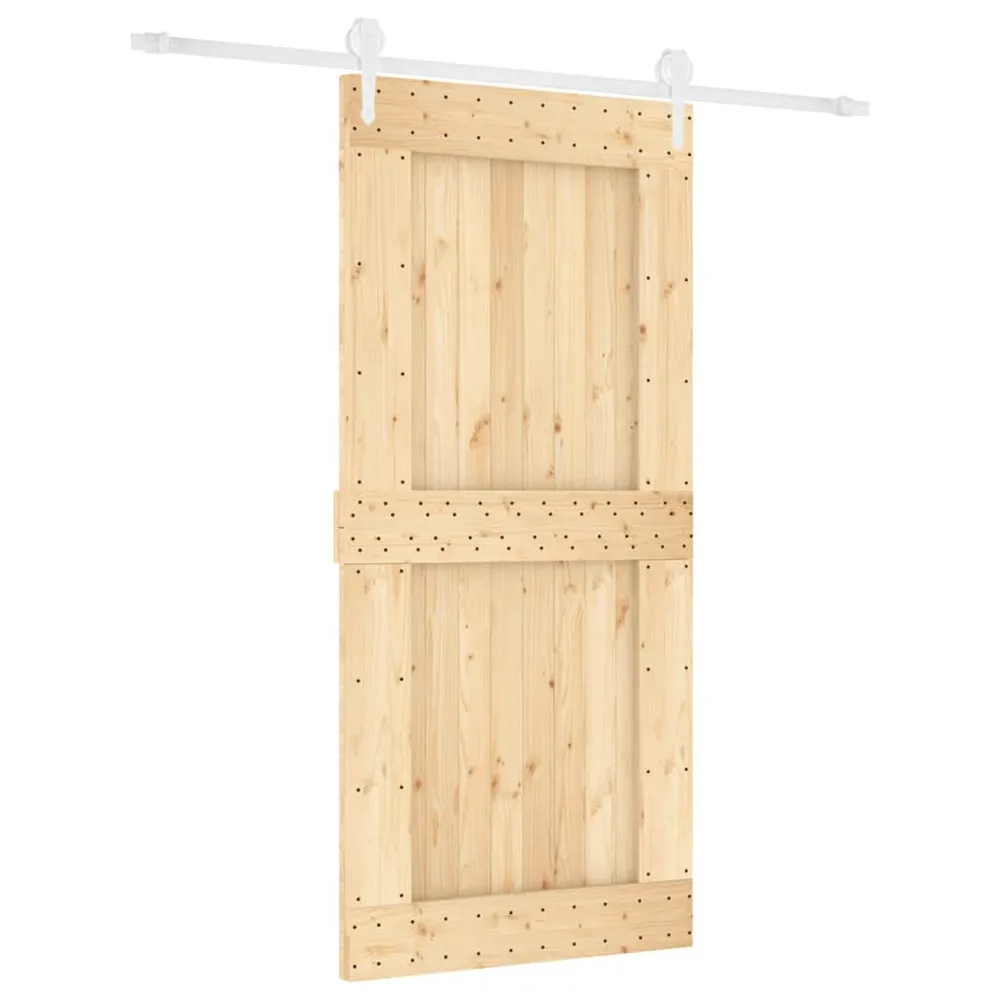 Drzwi przesuwne z osprzętem, 95x210 cm, lite drewno sosnowe