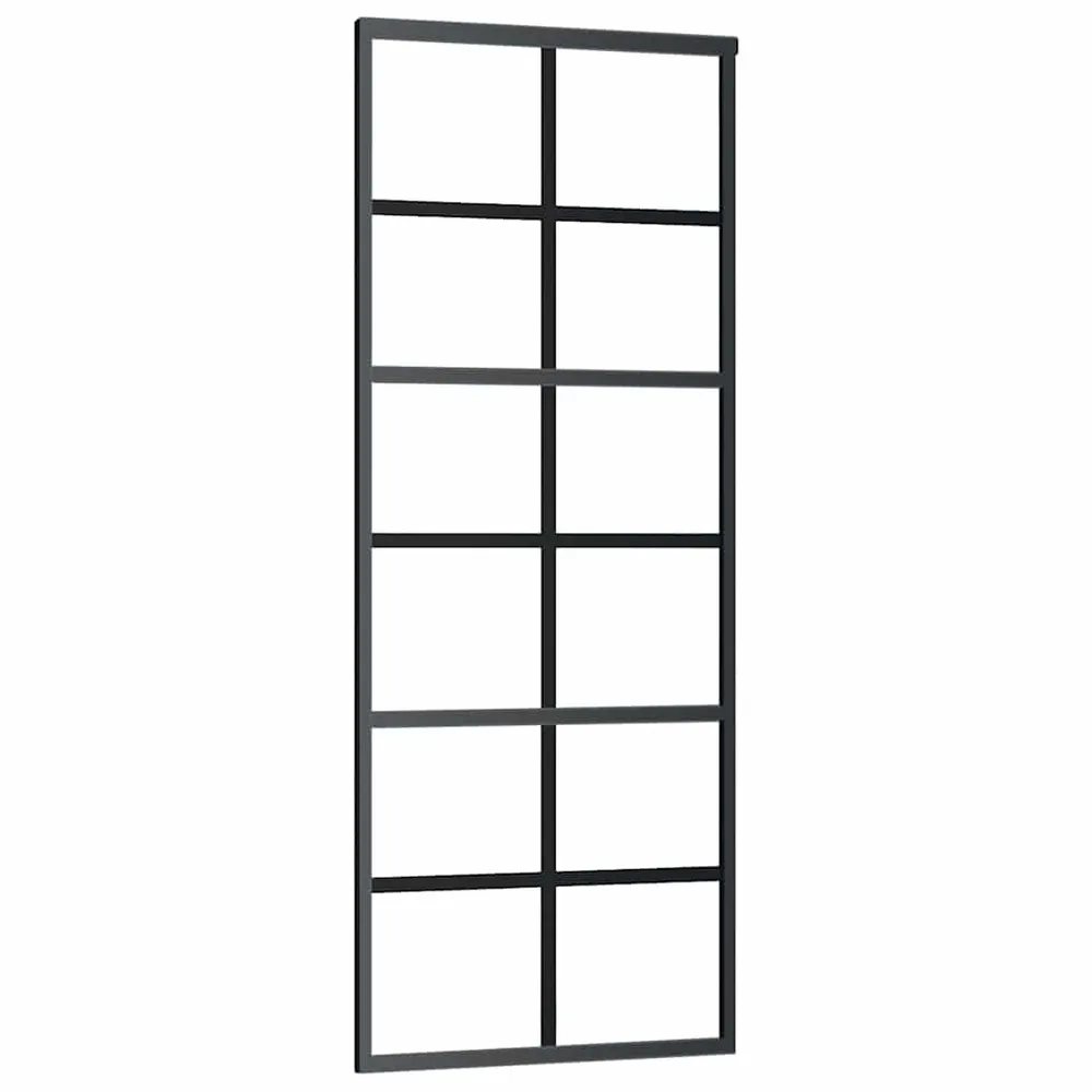 Drzwi przesuwne, szkło ESG i aluminium, 76x205 cm, czarne