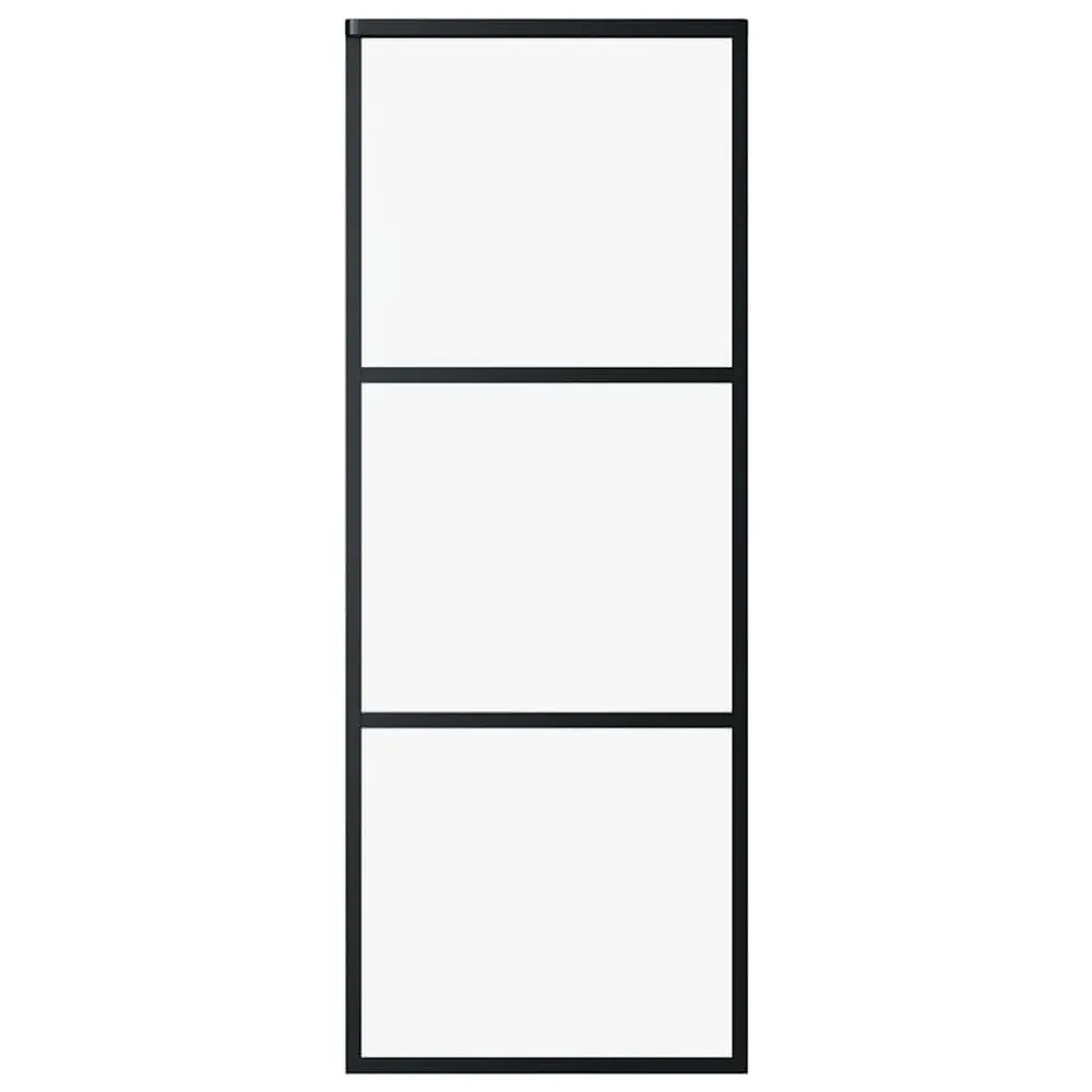Drzwi przesuwne, szkło ESG i aluminium, 76x205 cm, czarne