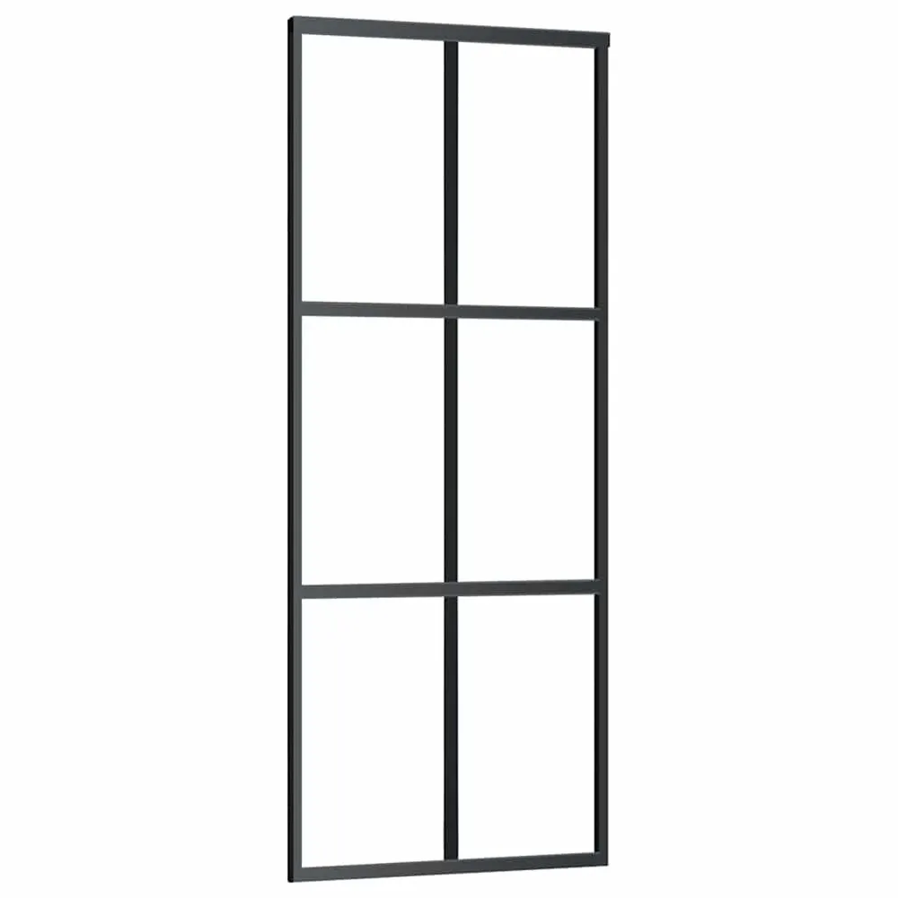 Drzwi przesuwne, szkło ESG i aluminium, 76x205 cm, czarne