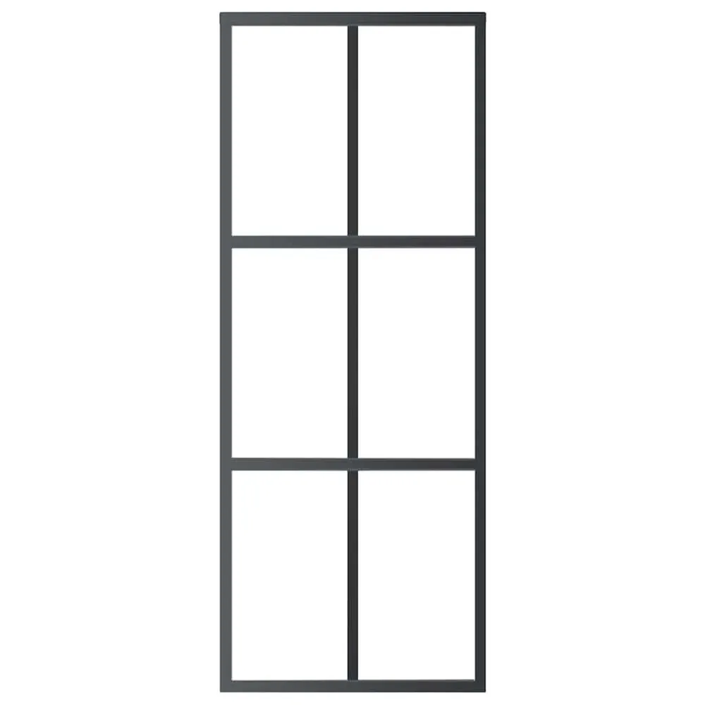 Drzwi przesuwne, szkło ESG i aluminium, 76x205 cm, czarne