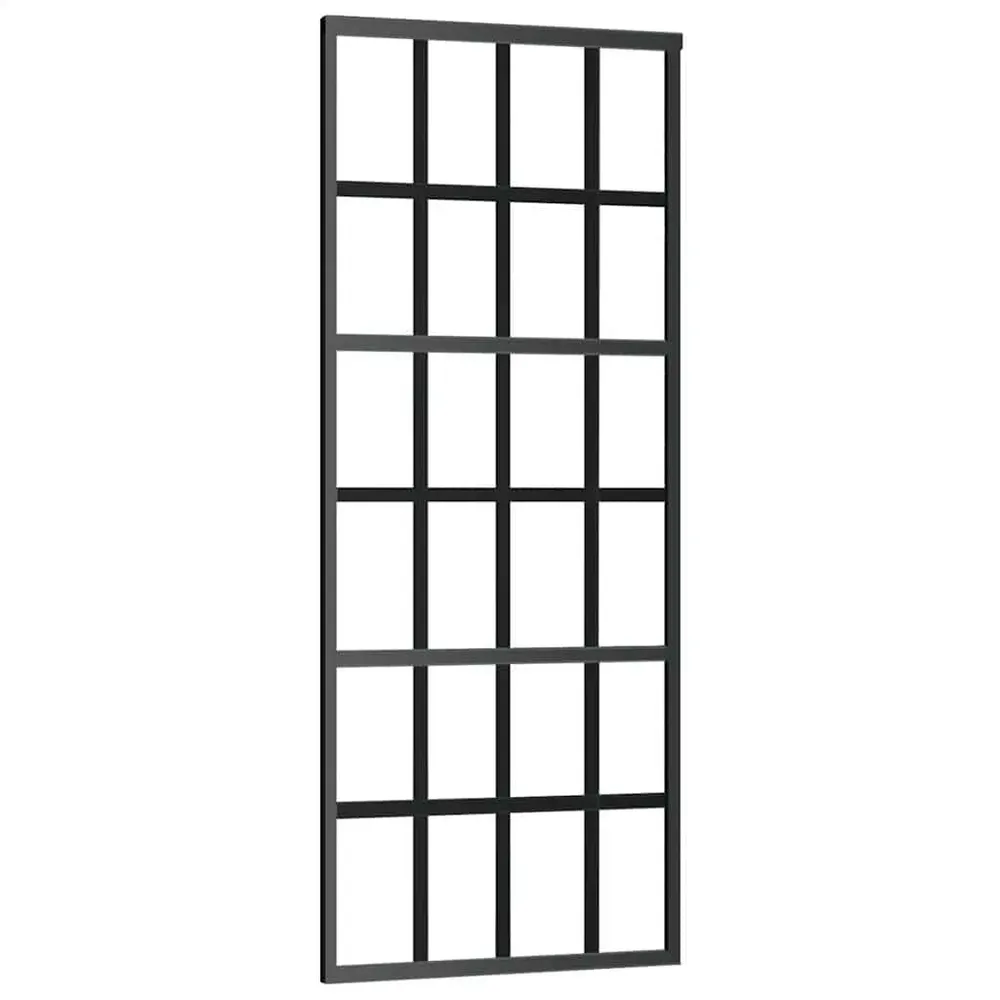 Drzwi przesuwne, szkło ESG i aluminium, 76x205 cm, czarne