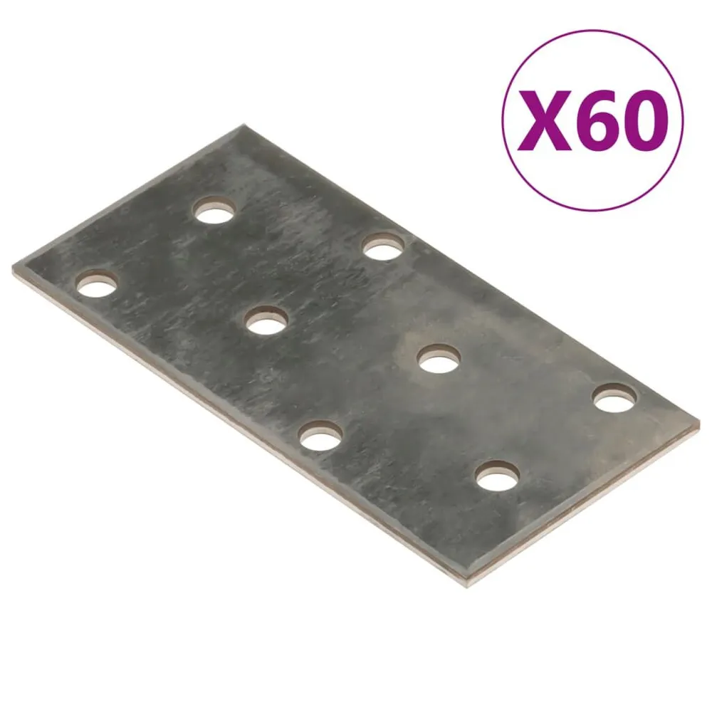 Płytki perforowane, 60 szt., 2 mm, 80x40 mm, stal ocynkowana