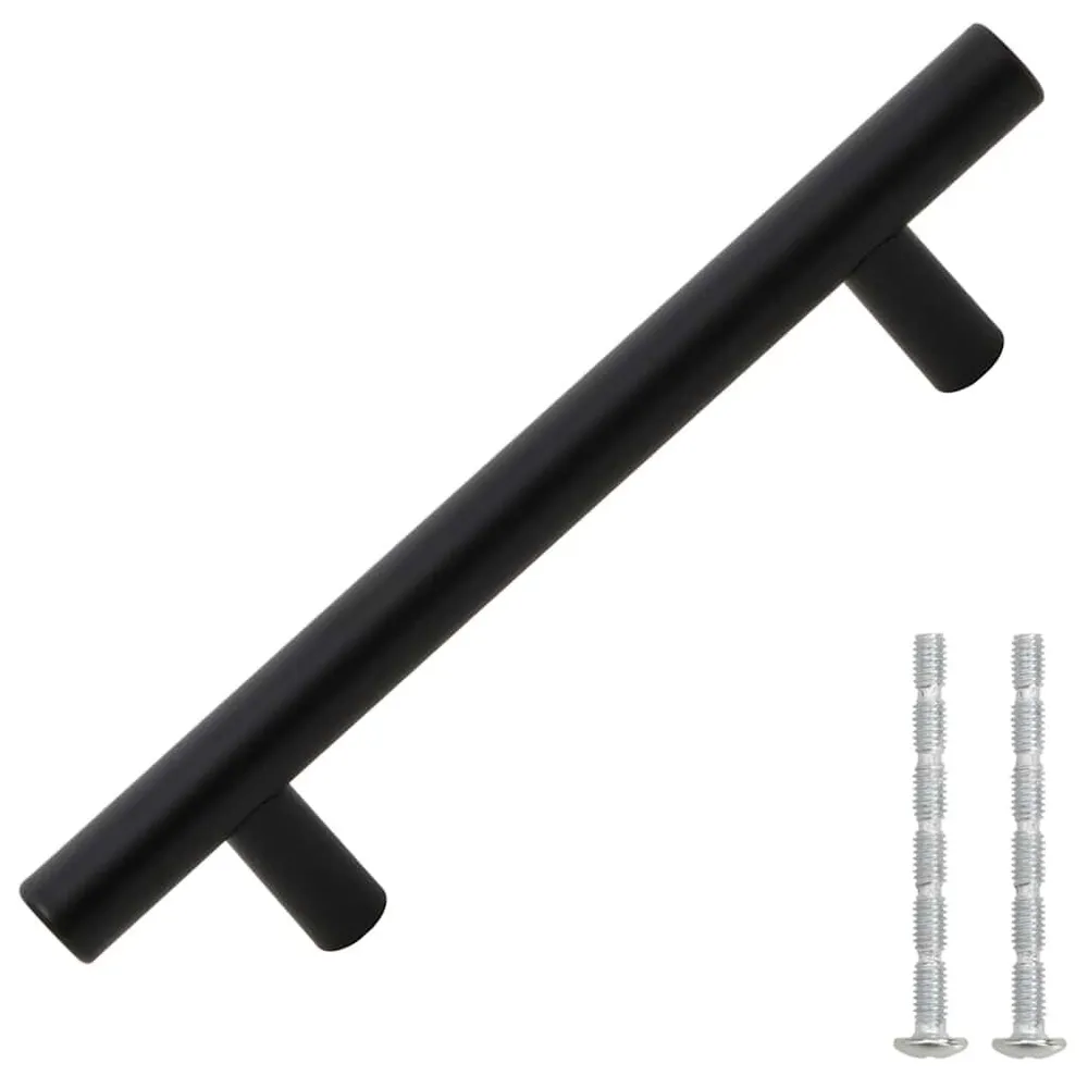 Uchwyty do szafek, 10 szt., czarne, 96 mm, stal nierdzewna