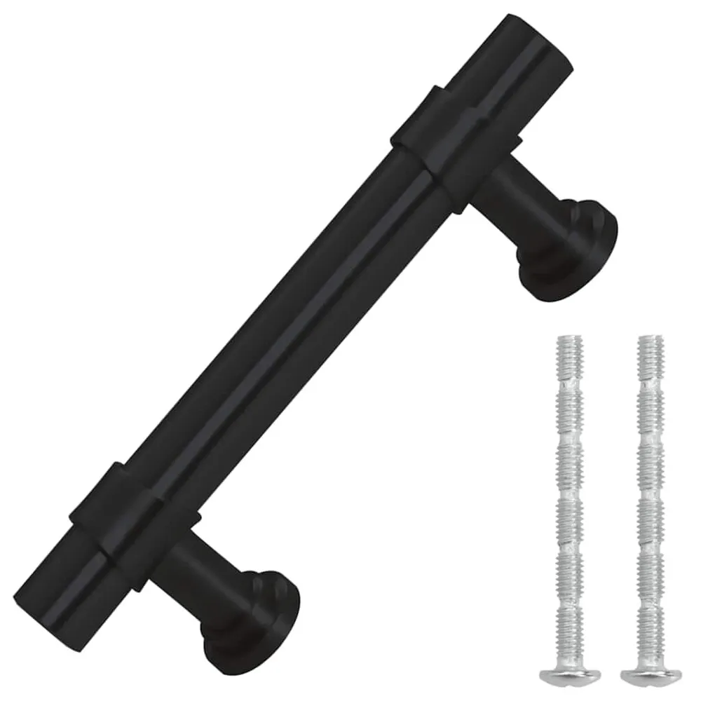 Uchwyty do szafek, 10 szt., czarne, 64 mm, stal nierdzewna