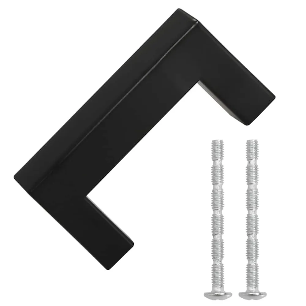 Uchwyty do szafek, 10 szt., czarne, 64 mm, stal nierdzewna