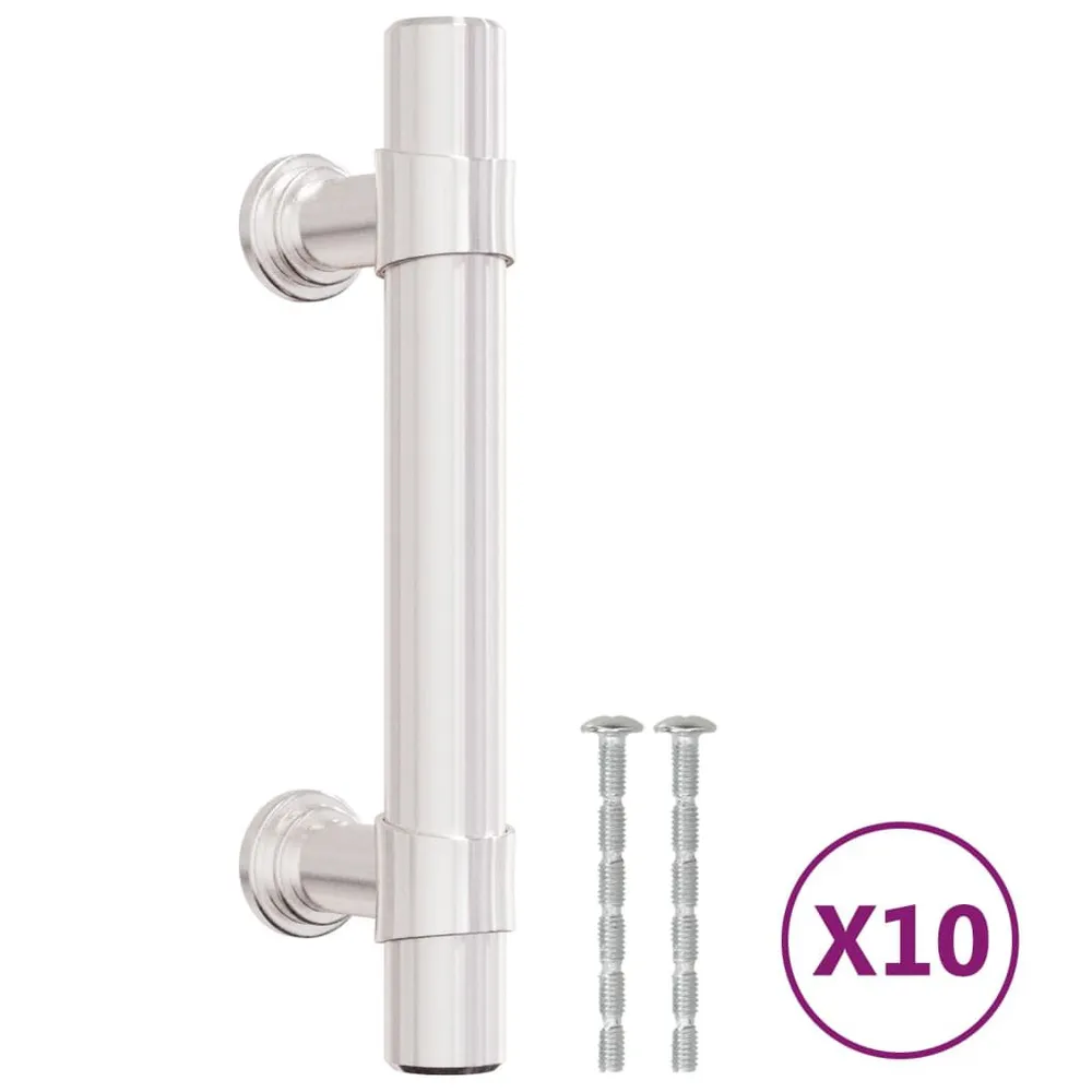 Uchwyty do szafek, 10 szt., srebrne, 64 mm, stal nierdzewna