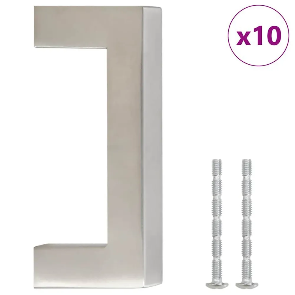 Uchwyty do szafek, 10 szt., srebrne, 64 mm, stal nierdzewna
